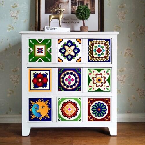 Colorful Mandala Floral Texture Crystal Hard Floor Tile Wall Sticker Kitchen Home Decor Wall Decals Waterproof Ground Art Mural