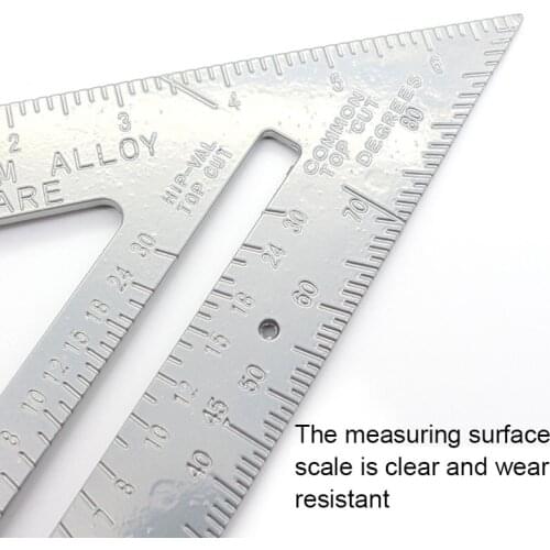 7Inch Aluminum Alloy Right Angle Ruler Triangular Measuring Woodworking Tool can CSV