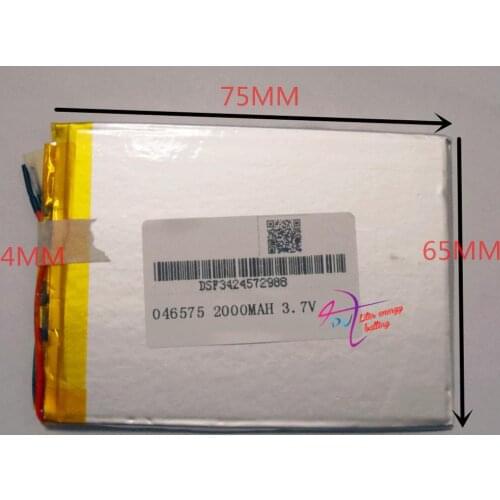 Best battery brand Size 046575 406575 3.7V 2000mah Lithium polymer Battery with Protection Board For MP4 GPS Tablet PCs