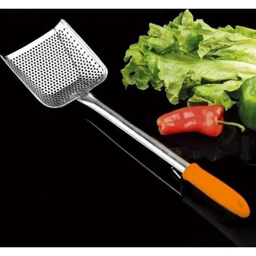 Kitchen Spatula Long Wooden Handle Grill Turner Stainless Steel Metal Scrape For Teppanyaki Hibachi Griddle Cooking Utensil