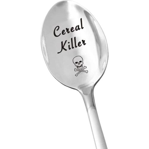 Engraved Cereal Spoon Gifts for Kids Men Women - Cereal Killer Spoon Stainless Steel - Funny Cereal Lovers Gift Christmas Gifts