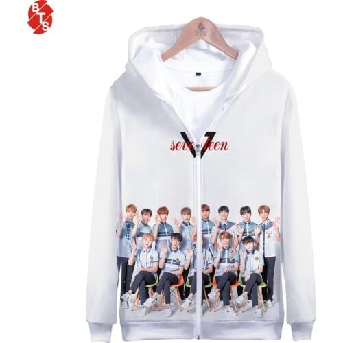 Kpop Bang Store Seventeen 3D Printed Zipper Hoodies Women/Men Fashion Long Sleeve Hooded Sweatshirts 2019 Hot Sale Casual Wear