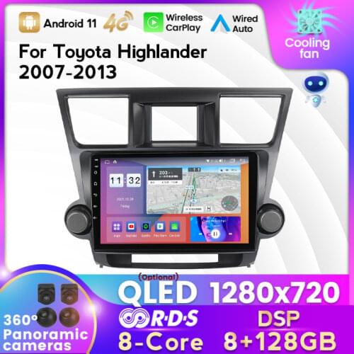 MEKEDE IPS 6+128G DSP Android11 Car Radio Multimedia Player for Toyota Highlander 2007-2013 GPS Navigation Carplay Auto WIFI BT