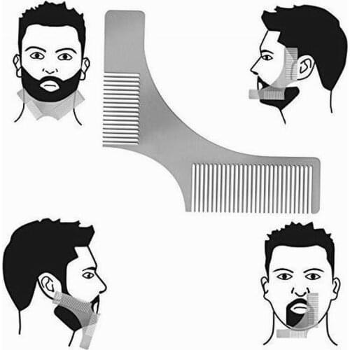 Good quality Two sides Metal beard trim comb beard shaper as sidebums beard styling template hairline facial hair shaping tool
