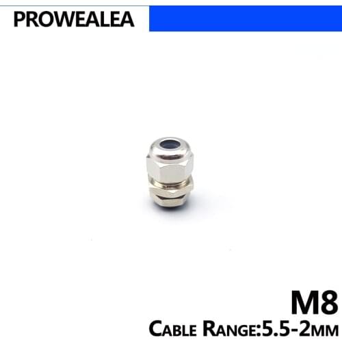 Metal Cable Gland M8 IP68 Waterproof Brass Cable Gland Weatherproof Cable Gland Silicone Rubber Insert Type Fine Copper Joint