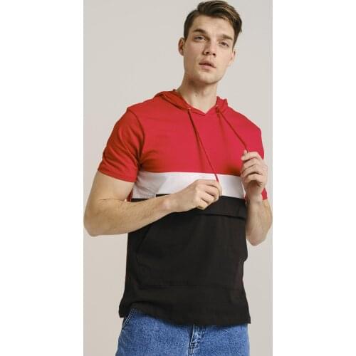 Gosling Color Detailed Garnili Male Hooded Tshirt