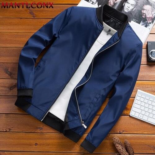 MANTLCONX Summer Autumn Mens Jacket Brand Clothing Windbreaker Male Coats Baseball Jacket Casual Thin Jacket Men Plus Size M-4XL