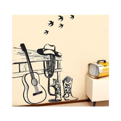 Wall Dick And Cowboy Vintage Sticker Abstract Rock Stickers Classic Home Decal Creative Guitar Poster Wall Decor Wallpapers