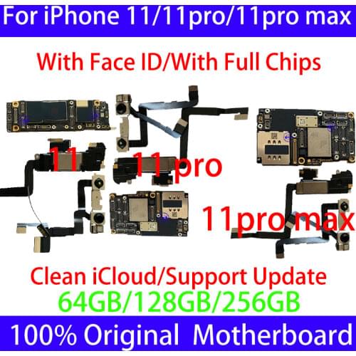 100%Origina Unlocked For iPhone X XS 11 Pro Max 12 Motherboard IOS Full Chips Mainboard Clean iCloud Logic Board Face ID Tested