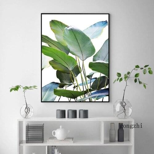 Green Banana Leaves Canvas Poster and Print Tropical Botanical Palm Leaf Nature Photography Wall Art Painting Picture Home Decor