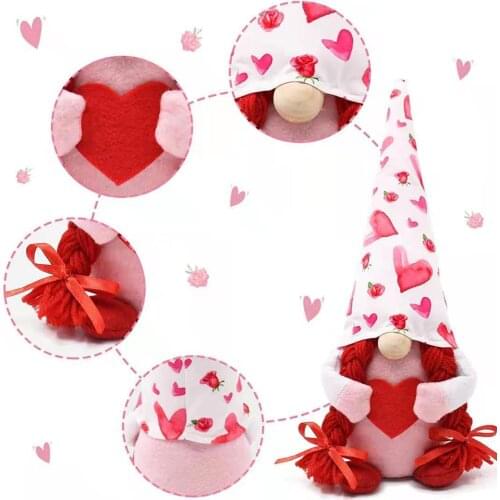 2021Valentines Day Gift Cute Rudolph Faceless Doll Wedding Decoration Desktop Home Decor Standing Plush Toys Ornaments Dwarf