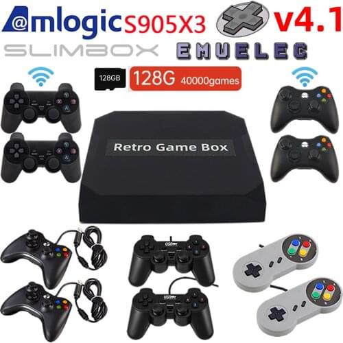 Retro Game Console TV Video Games Dual System EmuELEC 4.1 S905X3 Plug And Play 128G Built-in 50 Emulators For PSP/PS1/DC/N64