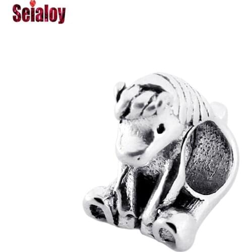 Seialoy 1pcs Silvering Animal Horse Beaded Charm Fit Original Brands Bracelet Necklace Diy Fine Women Children boy Jewelry Gift