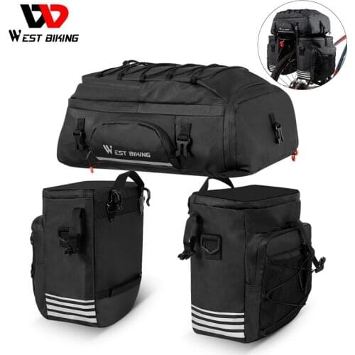WEST BIKING 3 In 1 Bike Bag 48L Large Capacity Cycling Pannier Waterproof Backpack MTB Mountain Bicycle Rear Seat Trunk Bags