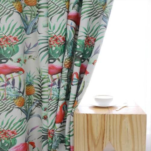 Tropical Leaves Flamingos Blackout Curtains For Living Room Pastoral Printed Drapes Pineapple Fabrics Window Blinds Green Kids