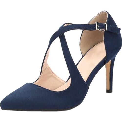 Lovirs Womens Thin Heel Pointed Toe Mid-heel Stiletto Pumps Cross Strap Wedding Party Office&Career Basic Shoes US 4-15