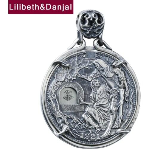 Vintage Holy Grail Sword Pendant Pure 925 Sterling silver Letter Free black leather rope Jewelry Men Women Necklace Pendant P11