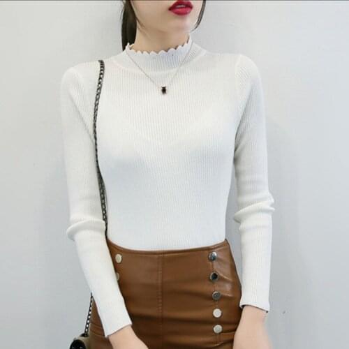 Knitted Jumper Autumn Winter Tops Turtleneck Pullovers Fashion Sweaters Women Shirt Long Sleeve Elegant Slim Sweater Girls S516