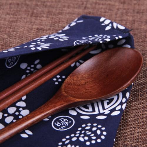 Japanese Style Natural Wooden Chopsticks And Spoon Set Outdoor Travel Tableware Personal Health Dinnerware Set