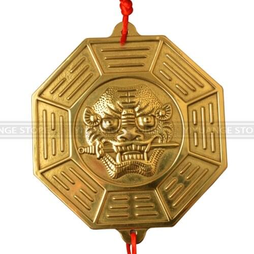 Chinese Fengshui Brass lion beast Bagua Mirror Wall Hanging The 8 Hexagrams Mirror Ornaments Auspicious Metal Crafts