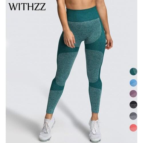 WITHZZ Stretch Seamless One-Piece Quick-Dry Sports Workout Flexible Pants Female Fitness High Waist Casual Leggings