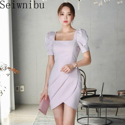 Elegant Puff Sleeve Off Shoulder Vintage Dress Women Solid Sexy Club Slim Ruched Short Dress Female Streetwear Party Vestidos