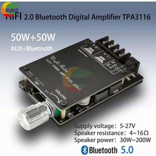 HIFI stereo Bluetooth digital power amplifier board TPA3116 50WX2 speaker audio amplifier with filter