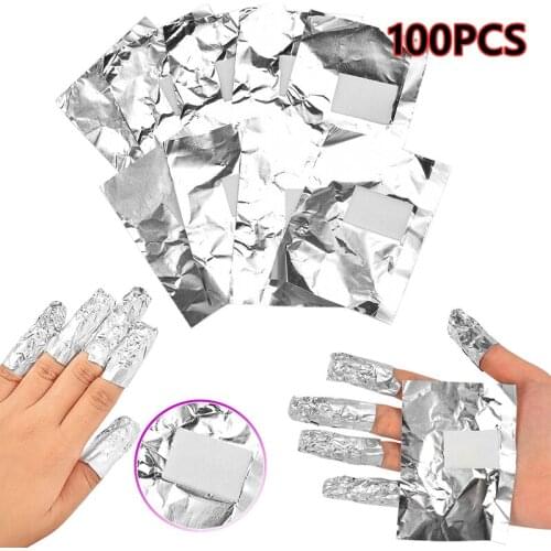 100PCS Tin Foil Small Cotton Pieces Nail Art Remover Portable Nail Clean Gel Remover Wrap Aluminum Foil Beauty Nail Makeup Tool