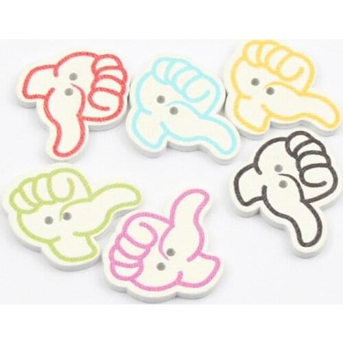 20pcs Thumb 2Hole Wooden Buttons Scrapbooking Crafts For DIY Baby Children Clothing Sewing Button Decoration