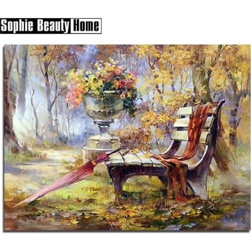 2018 New Full Diy 3d Diamond Painting Rhinestone Crystal Embroidery Cross Stitch Kits Mosaic Needlework Garden Chair Umbrella