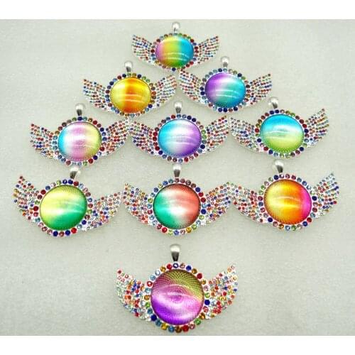 2020hot sell Natural Stone 8pcs Quartz Crystal tiger Opal eye Round Shaped Pendant for Diy Jewelry Making necklace for woman man