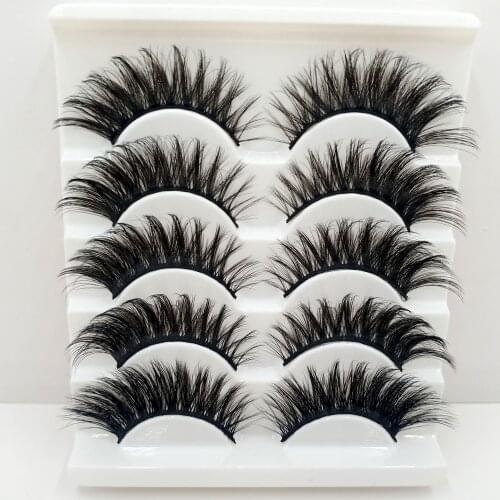 5pairs 3D Mink Eyelashes Natural False Lashes Dramatic Volume Eyelashes Extension Thick Eyelashes Makeup Custom Your Logo