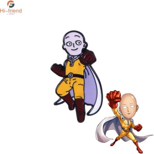 Anime One Punch Man Cartoon Character Brooch Saitama Cute Hat Clothes Backpack Brooches Pins Accessories