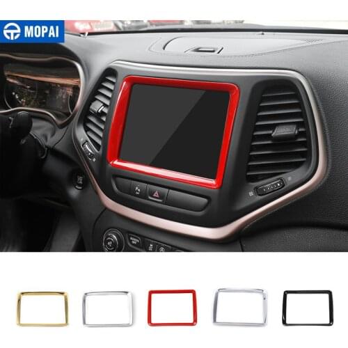 MOPAI ABS Car Navigation GPS Panel Decoration Frame Cover Stickers for Jeep Cherokee 2014 Up Interior Accessories Car Styling