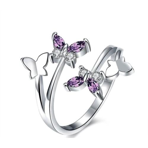 Bettyue Fashion Luxury Hot Sale Wholesale Zircon Butterfly Shape Jewelry Rings For Woman Charm Wedding Party Gifts