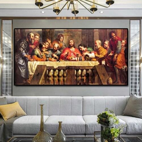 Bigger Size Classic Works of Art Jesus in the Last Dinner Canvas Painting Poster And Prints Wall Picture For Room Cuadros Decor