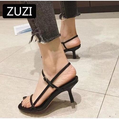 ZUZI White Fashion Belt Sandals Female 2021 Womens Pumps High Heel New Summer Fairy Style Stiletto Black Sexy High Heels Shoes