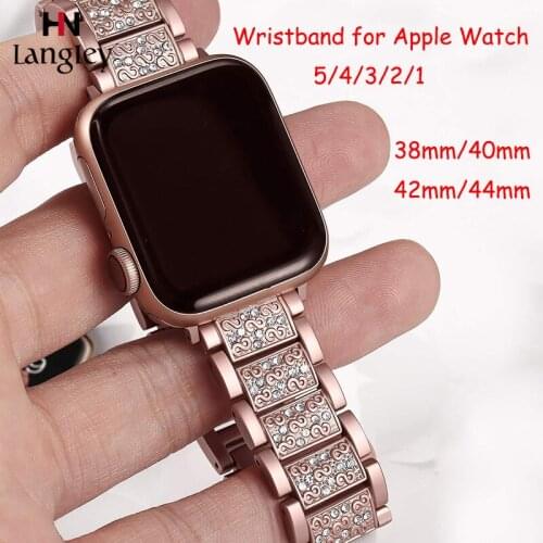 Diamond Band For Apple Watch5/4/3/2/1 38mm/40/42/44mm Wristbands Stainless Steel Fashion Ladies Bracelet Straps For Iwatch Bands