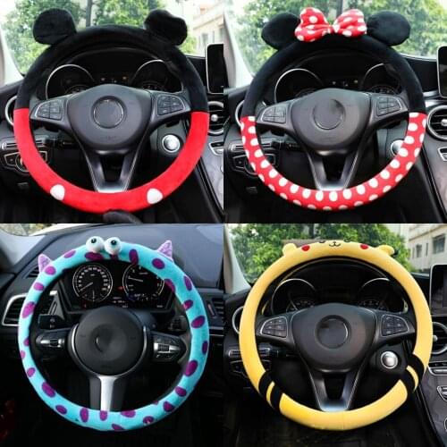 Car Steering Wheel Cover Universal Cartoon Mouse Summer Winter Warm Plush Lovely Bowknot Cute Wholesale Car Interior Accessories