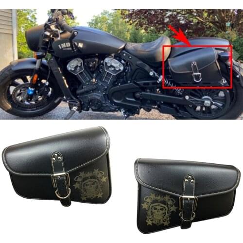 Black Motorbike Luggage Tool Side Bag PU Leather Motorcycle Storage Bag Saddle Bags For Harley Sportster XL 883/1200