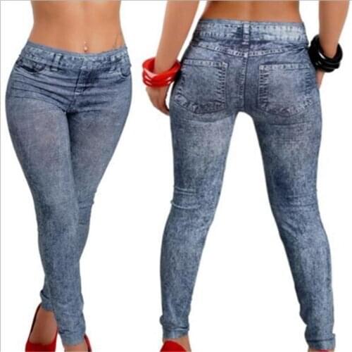 Ladies Nine-point Pants Spring Autumn Fashion Jeans Seamless Imitation Denim Leggings Women Slim Slimming Leggings Streetwear