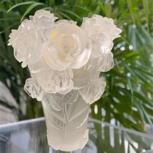 Crystal Incense Burner Arabian Flower-Shaped Liuli Censer Burners Base Handicraft Ornaments for Home Decor Christmas Gifts 2021