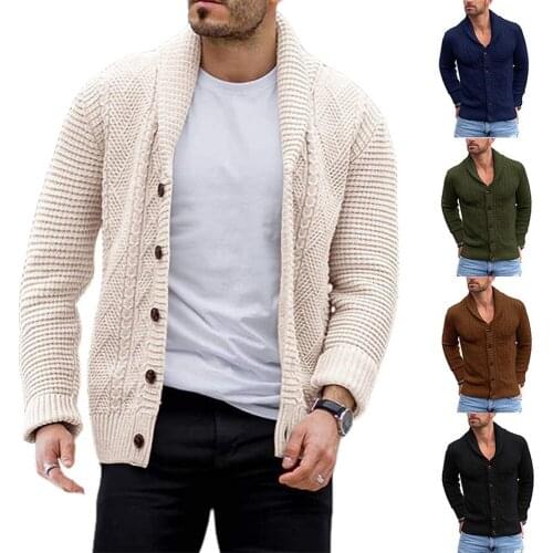 Cardigan Men Fashion Clothing Sweater Coat Single Breasted Solid Color Knitted Sweater Casual Sweater Coat Men Autumn Clothes