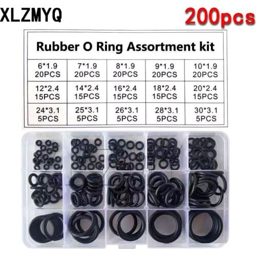 200pcs/box NBR Seal Ring Kit Thickness 1/1.5mm Nitrile Rubber NBR O-Ring Gasket Sealing Ring O Rings Rubber Seal VMQ FKM Kit Set