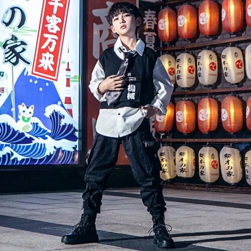 Kids Hip Hop Performance Costumes Boys Street Dance Clothes Girls Jazz Dance Outfits Children Festival Catwalk Clothes DWY5319