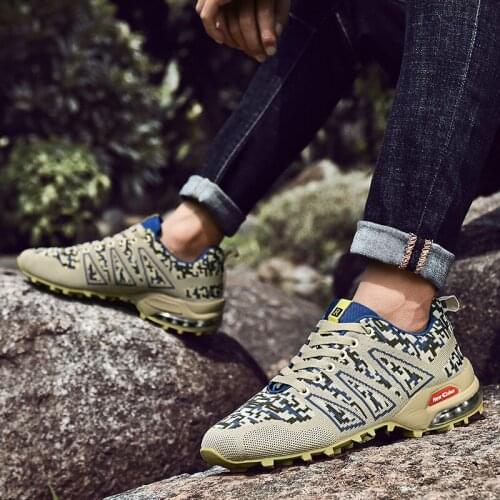 Mens Outdoor Camouflage Sports Shoes Brand Comfortable Adult Big Size Soft Bottom Hiking Shoes High Quality Non-slip Sneakers