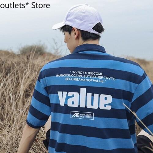 Summer Mens Polo Shirt Lapel Short-sleeved Striped T-shirt Mens Casual Shirt Mens Clothing
