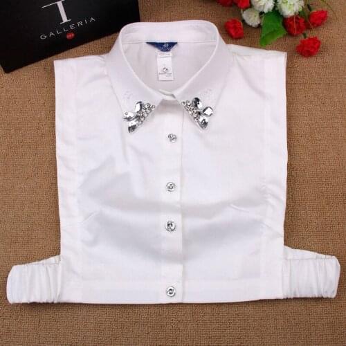Handmade Beads Fake Collar for Women Shirt Detachable Collar Girls Sweater Blouse Tops Female Removable Half Shirt Faux Col