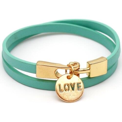 Newest Black Multicolor Simple LOVE Boys And Girls Leather Charms Bracelet for Women Simple Blank Design Amazing Width Jewelry