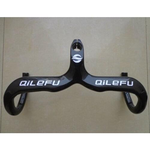 New arrival QILEFU Road bike 3K full carbon fibre bicycle handlebar and stem integratived with computer stent hole Free shipping